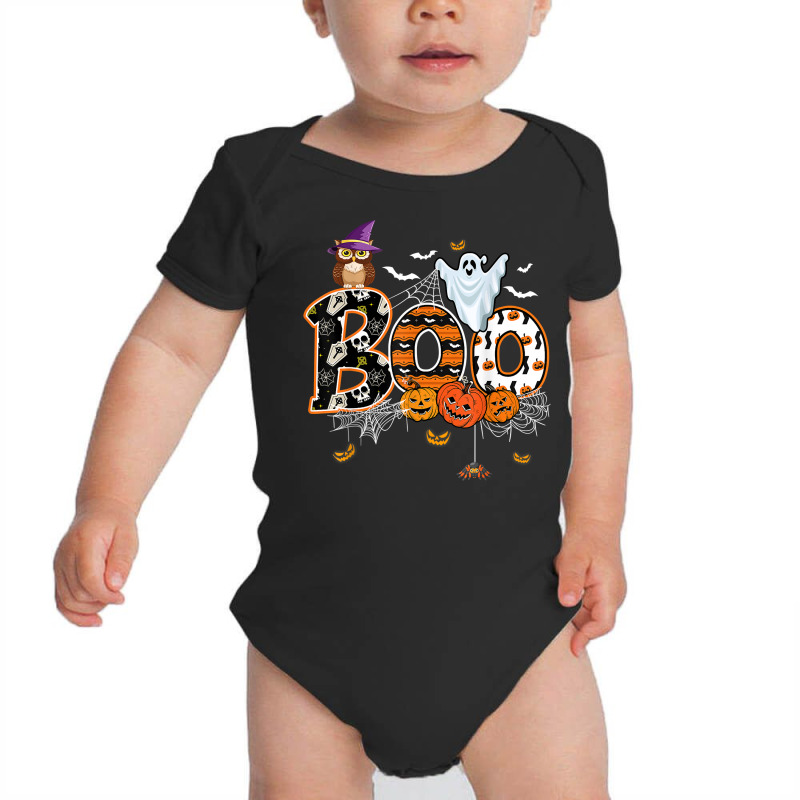 Boo Creepy Owl Pumpkin Ghost Funny Halloween Costu Baby Bodysuit | Artistshot