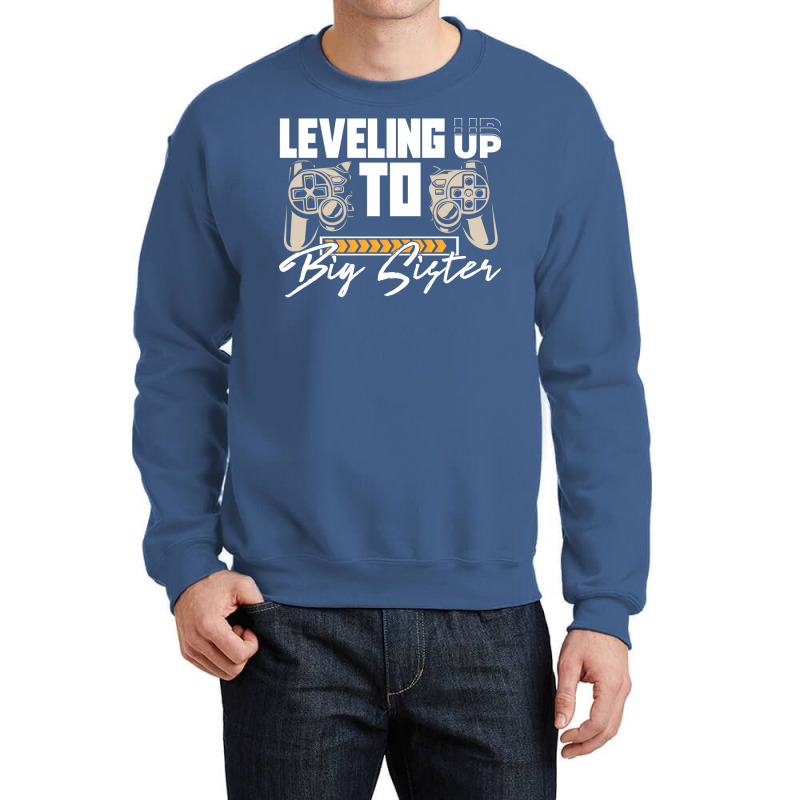 Leveling Up To Big Sister Cute Gamer Kids New Sibl Crewneck Sweatshirt | Artistshot