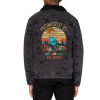 Promoted To Big Sister Est 2023 Retro First Time S Unisex Sherpa-lined Denim Jacket | Artistshot