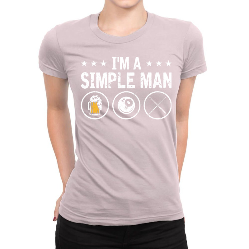 Im A Simple Man 8 Ball Pool Cue Billiards Ladies Fitted T-Shirt by nsmradiepa7 | Artistshot