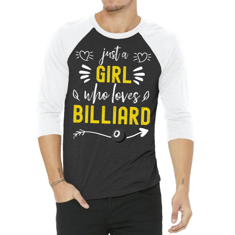 Just A Girl Who Loves Billiard Retro Vintage Desig 3/4 Sleeve Shirt | Artistshot