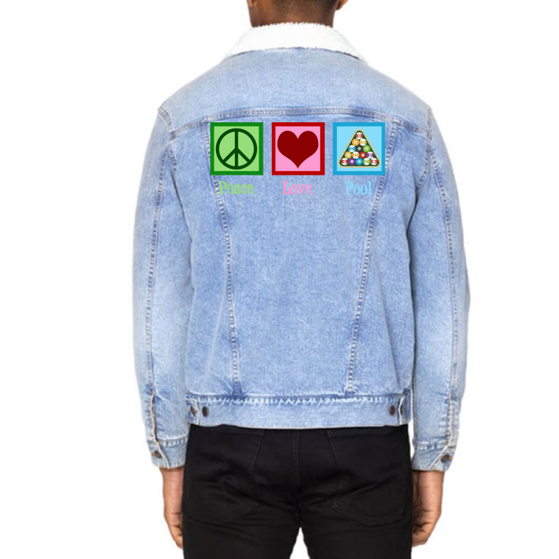 Peace Love Pool Billiards Unisex Sherpa-lined Denim Jacket | Artistshot