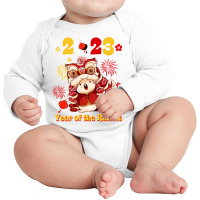 Chinese New Year 2023 Cute Dragon Year Of The Rabb Long Sleeve Baby Bodysuit | Artistshot