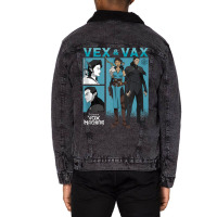 The Legend Of Vox Machina Vex & Vax Blocks Tank To Unisex Sherpa-lined Denim Jacket | Artistshot