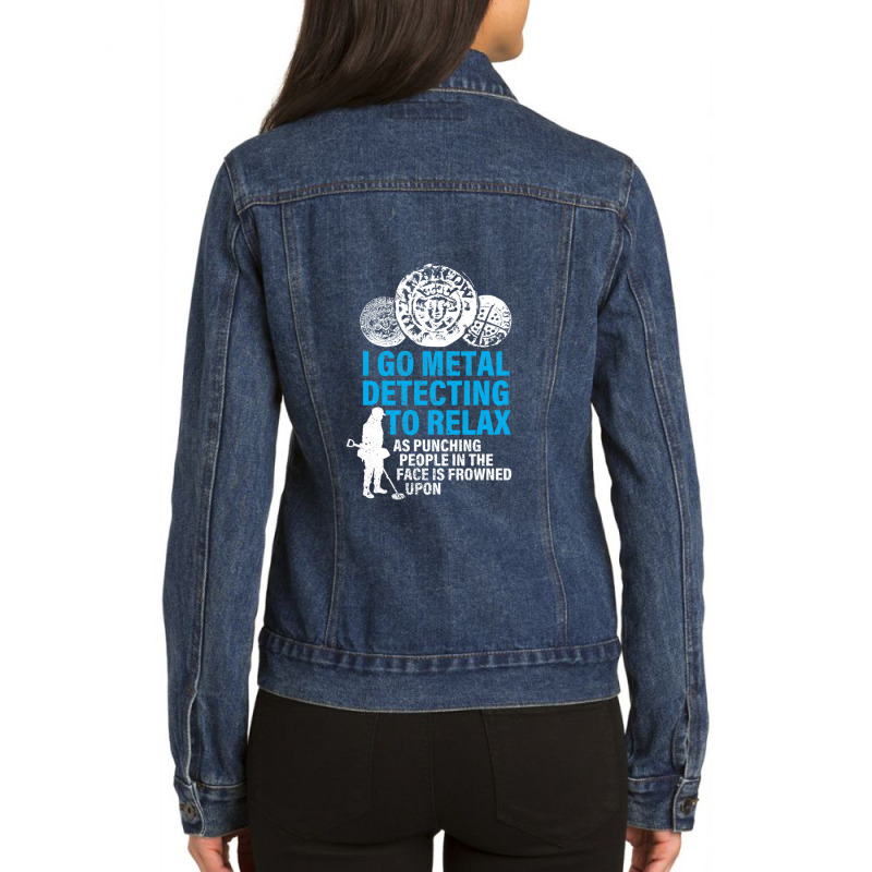 Funny Metal Detecting Ladies Denim Jacket by NANCYLTICKLE-SUMMERS | Artistshot