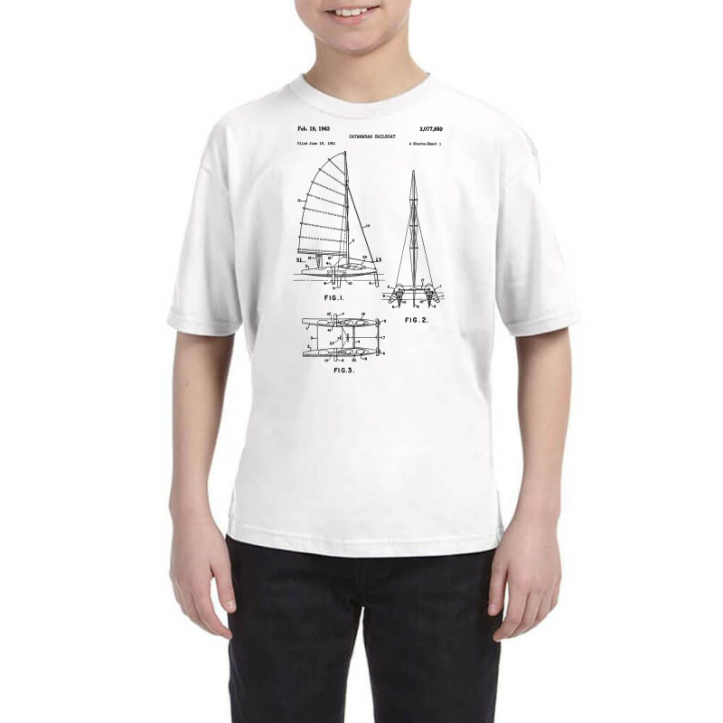 Catamaran Sailboat Blueprint Shirt   Old Sailing B Youth Tee | Artistshot