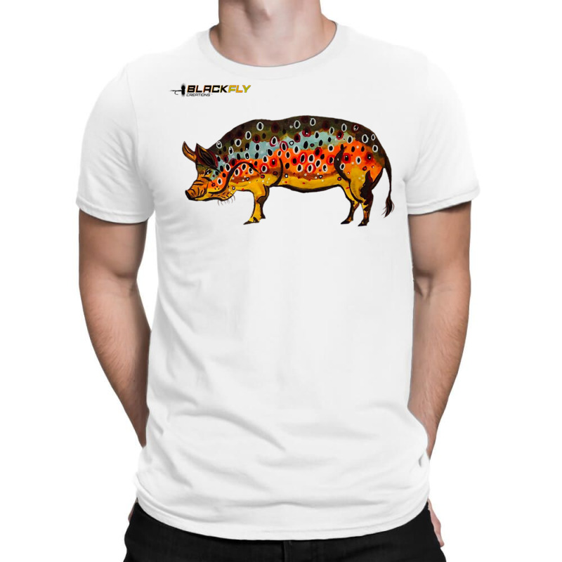 Funny Fly Fishing Pig Hog With Brown Trout Skin Te T-shirt | Artistshot