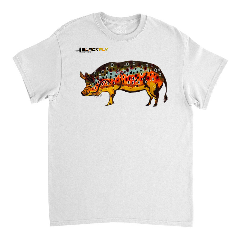 Funny Fly Fishing Pig Hog With Brown Trout Skin Te Classic T-shirt | Artistshot