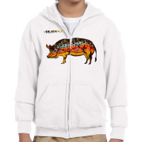 Funny Fly Fishing Pig Hog With Brown Trout Skin Te Youth Zipper Hoodie | Artistshot