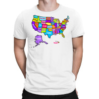 Colorful Us Map With States Names, United States U T-shirt | Artistshot