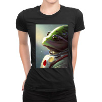 Green Frog Animal Wild Astronaut Future Scifi Tech Ladies Fitted T-shirt | Artistshot