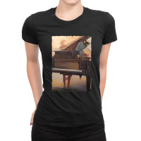 Beautiful Piano Instrument Abstract Futuristic Dig Ladies Fitted T-shirt | Artistshot