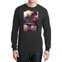 Beautiful Piano Play Abstract Futuristic Digital G Long Sleeve Shirts | Artistshot