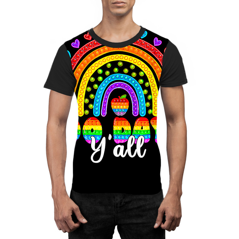 Rainbow 100 Days Y'all Poppin 100th Day Of School Graphic T-shirt | Artistshot