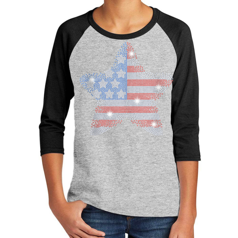 Woman Vintage July 4th Star Flag Bling Rhinestone Youth 3/4 Sleeve by bonne | Artistshot