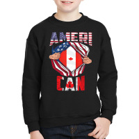 Cdn Maple Leaf Half Canadian Half American Flag Us Youth Sweatshirt | Artistshot