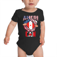 Cdn Maple Leaf Half Canadian Half American Flag Us Baby Bodysuit | Artistshot