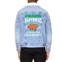 Groundhog Happiness Marmot Woodchuck 2 Unisex Sherpa-lined Denim Jacket | Artistshot