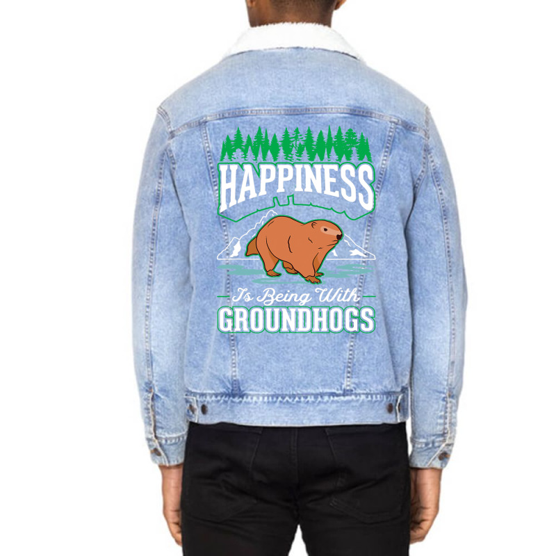 Groundhog Happiness Marmot Woodchuck 2 Unisex Sherpa-Lined Denim Jacket by XAVIERESPREE | Artistshot