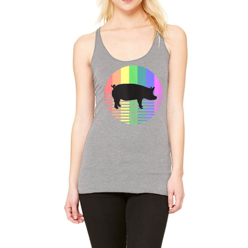 Retro Pig Gay Pride Vintage 80s Rainbow Pig Farm A Racerback Tank by africaka | Artistshot