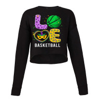 Love Basketball Ball Leopard Mardi Gras Fat Tuesda Cropped Sweater | Artistshot