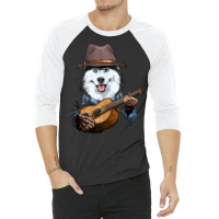 Siberian Husky Playing Guitar Husky Dog Lover Guit 3/4 Sleeve Shirt | Artistshot