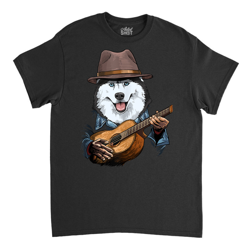 Siberian Husky Playing Guitar Husky Dog Lover Guit Classic T-shirt by boney | Artistshot