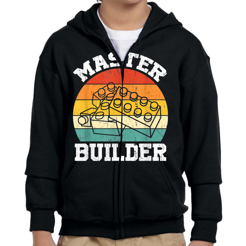 Master Builder Kids Building Blocks Brick Toy Mast Youth Zipper Hoodie | Artistshot