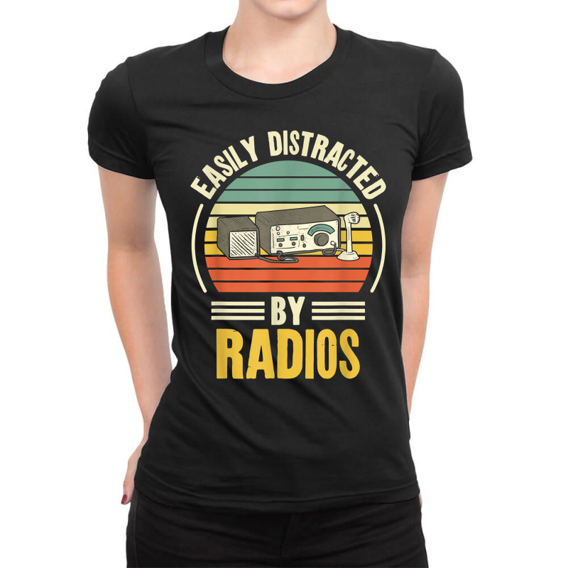 Easily Distracted By Radios Ham Radio Amateur Radi Ladies Fitted T-Shirt by ervanm | Artistshot