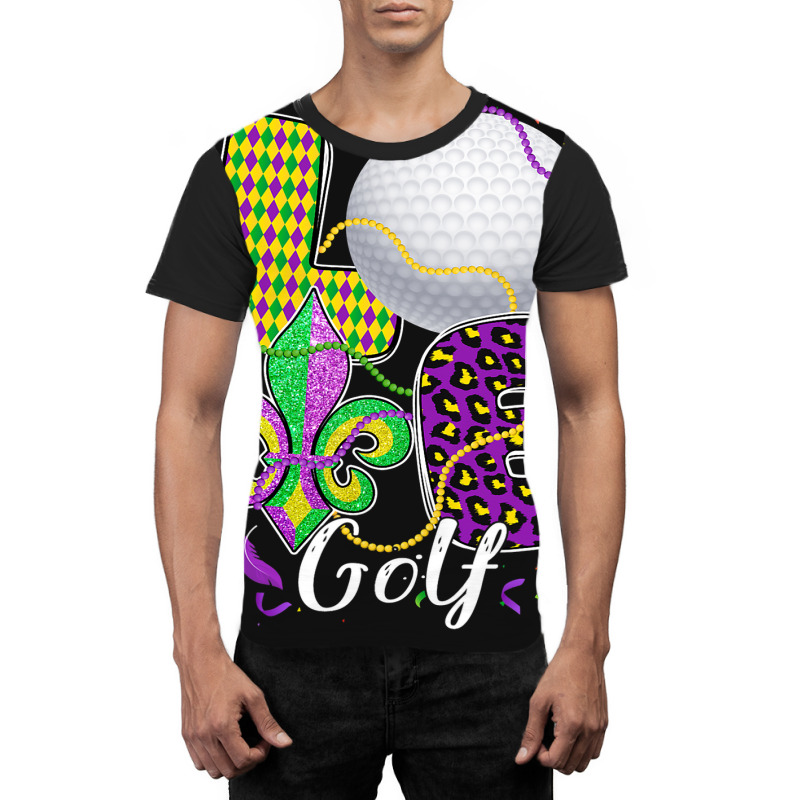 Love Golf Ball With Fleur De Lis Beads Fat Tuesday Graphic T-shirt by PattonPlacex | Artistshot