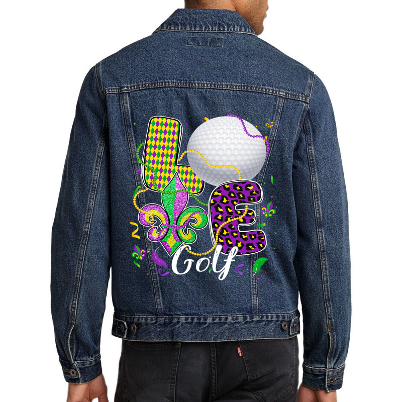 Love Golf Ball With Fleur De Lis Beads Fat Tuesday Men Denim Jacket by PattonPlacex | Artistshot