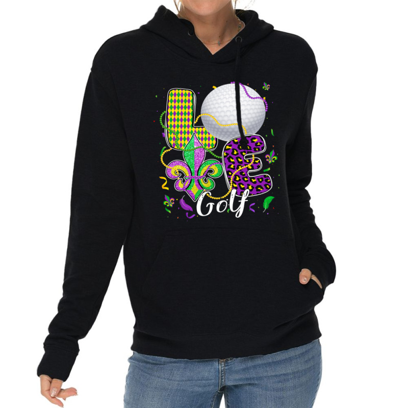 Love Golf Ball With Fleur De Lis Beads Fat Tuesday Lightweight Hoodie by PattonPlacex | Artistshot