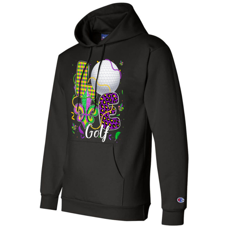 Love Golf Ball With Fleur De Lis Beads Fat Tuesday Champion Hoodie by PattonPlacex | Artistshot