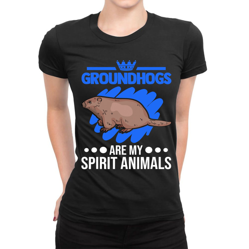 Groundhogs Are My Spirit Animals Marmot Ladies Fitted T-Shirt by XAVIERESPREE | Artistshot