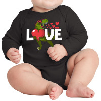 Love T Rex Heart In Paws Valentines Day Dinosaur Lover Cute Gift Long Sleeve Baby Bodysuit | Artistshot