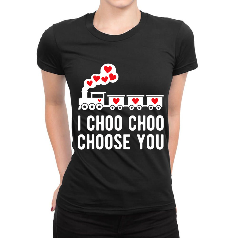 Kids Valentine's Day Choo Choo Train Hearts For Bo Ladies Fitted T-Shirt by heffopance | Artistshot