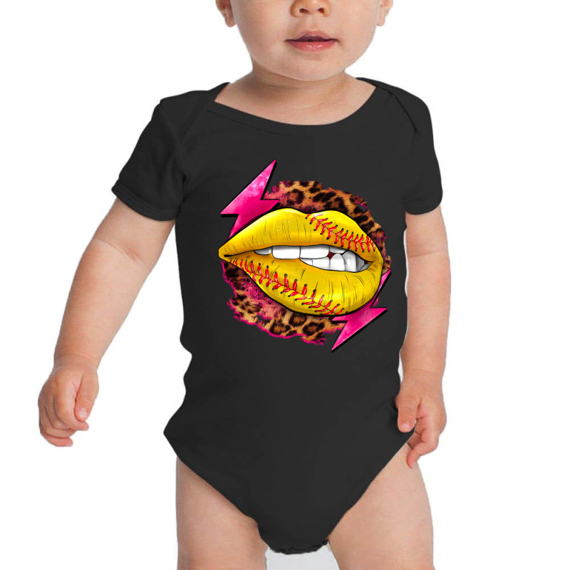 Softball Lips With Lightning Baby Bodysuit by HRA Design Shop | Artistshot