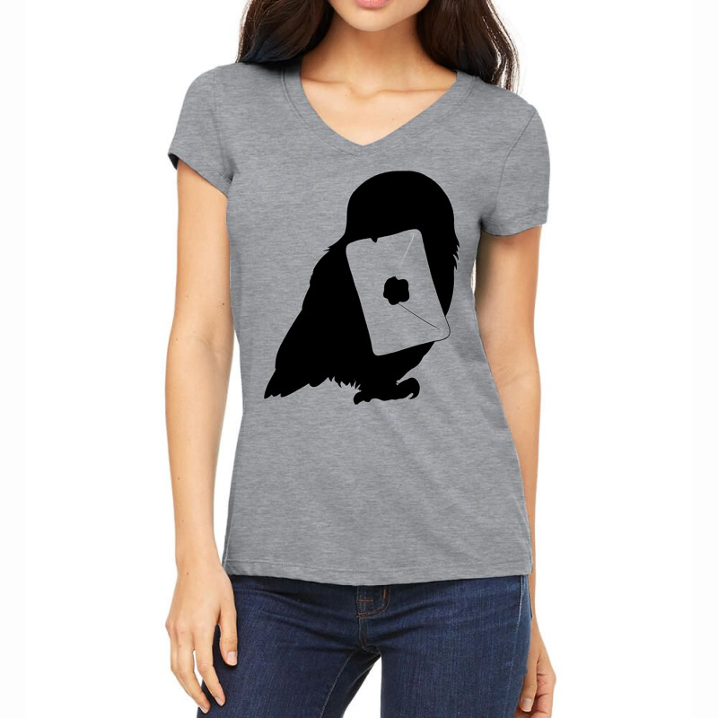 Magic Owl And Letter Silhouette 35 Women's V-Neck T-Shirt by mbalzdylia2 | Artistshot