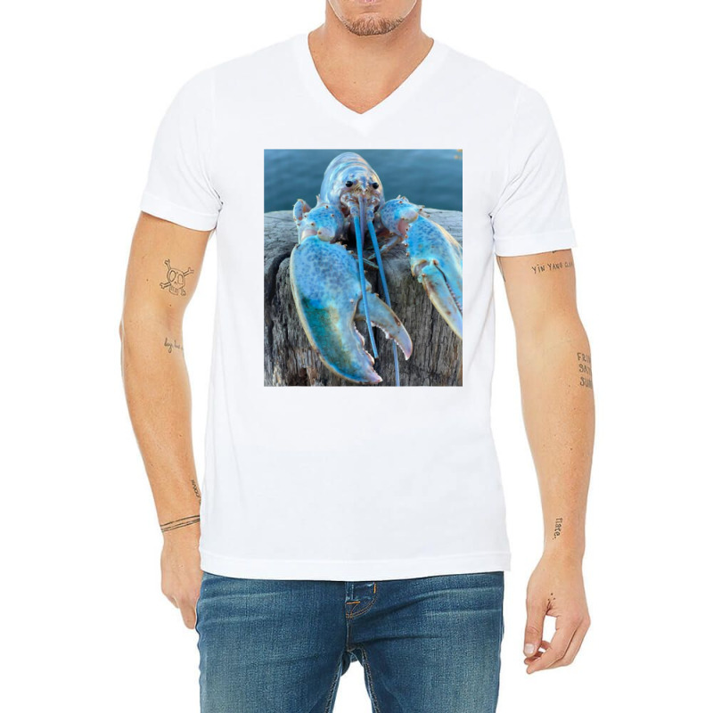 Funny Jumpscare Lobster Meme Blue Crustacean T Shi V-neck Tee | Artistshot