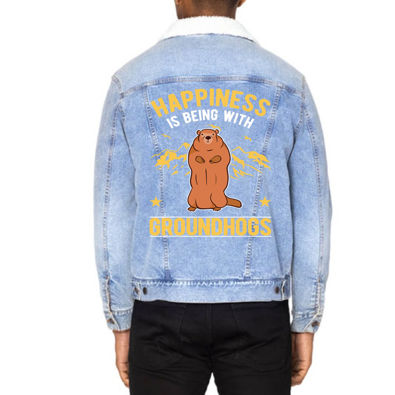 Happiness Is Being With Groundhogs Marmot 69 Unisex Sherpa-Lined Denim Jacket by XAVIERESPREE | Artistshot