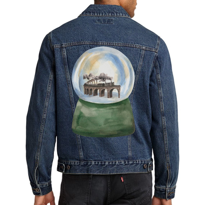 Steam Train In Crystal Ball Men Denim Jacket by heathybatevam | Artistshot