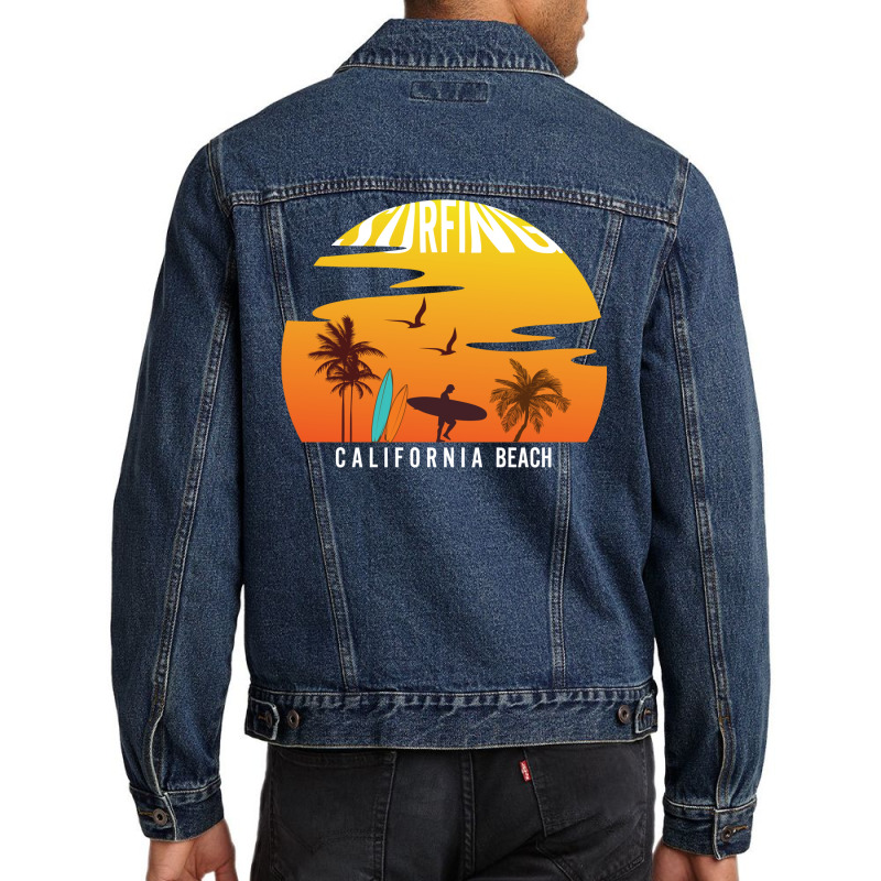 Surfing Men Denim Jacket by heathybatevam | Artistshot