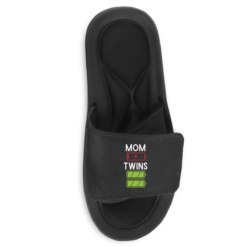 Mom Low Battery Twins Full Batteries Funny Gift For Twin Mama Slide Sandal | Artistshot