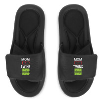 Mom Low Battery Twins Full Batteries Funny Gift For Twin Mama Slide Sandal | Artistshot