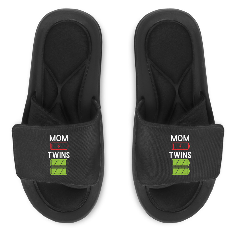 Mom Low Battery Twins Full Batteries Funny Gift For Twin Mama Slide Sandal | Artistshot