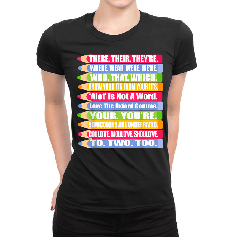 Fun Spelling And Grammar Shirt There Their Were We Ladies Fitted T-Shirt by arainro | Artistshot