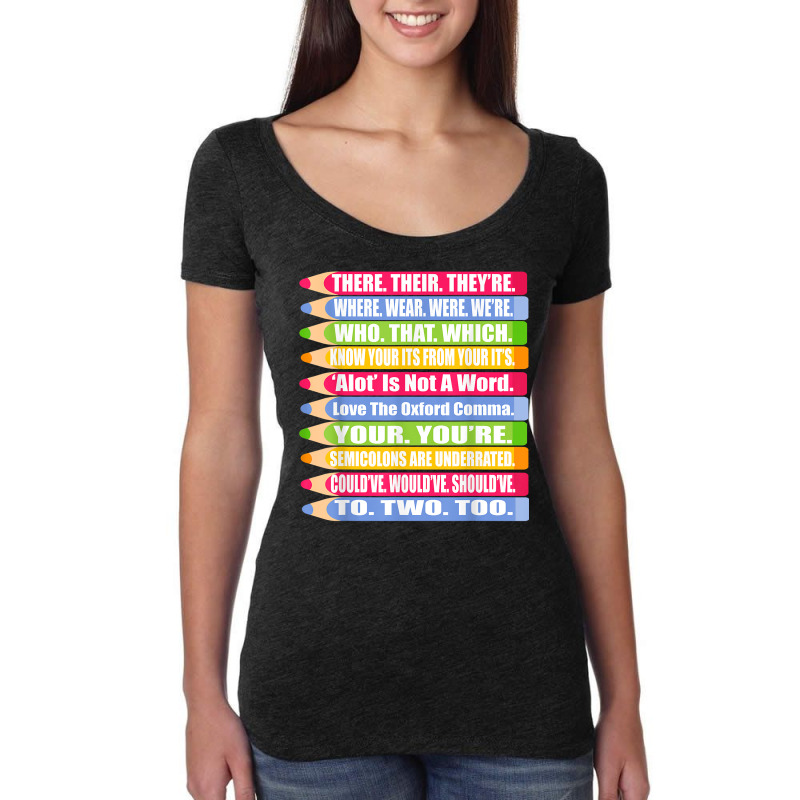 Fun Spelling And Grammar Shirt There Their Were We Women's Triblend Scoop T-shirt by arainro | Artistshot