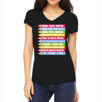 Fun Spelling And Grammar Shirt There Their Were We Women's V-neck T-shirt | Artistshot