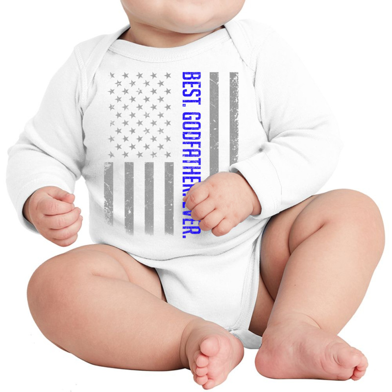 Mens Best Godfather Ever American Flag Shirt Gift Long Sleeve Baby Bodysuit by mheny | Artistshot