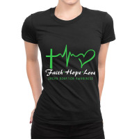 Faith Hope Love Organ Donation Awareness Green Rib Ladies Fitted T-shirt | Artistshot